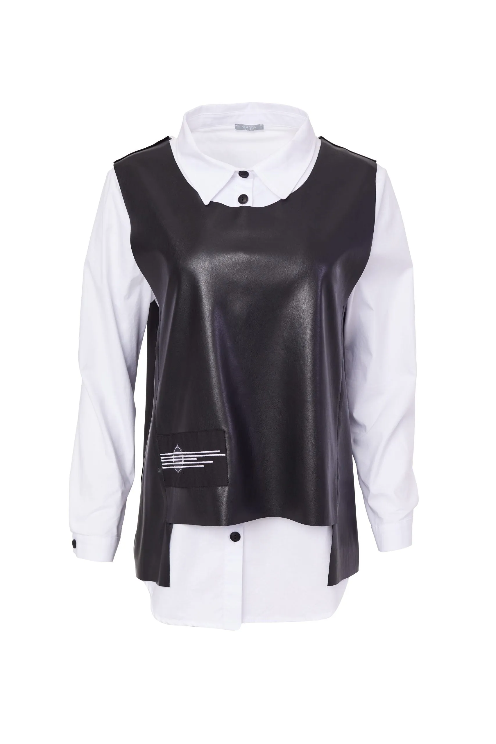 140- Naya Leather Vest & Shirt- Black & White