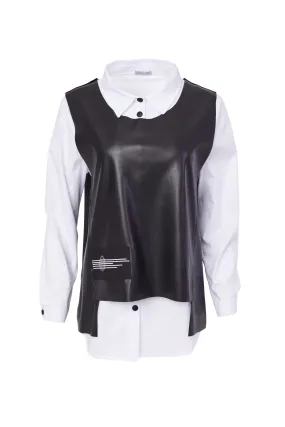 140- Naya Leather Vest & Shirt- Black & White