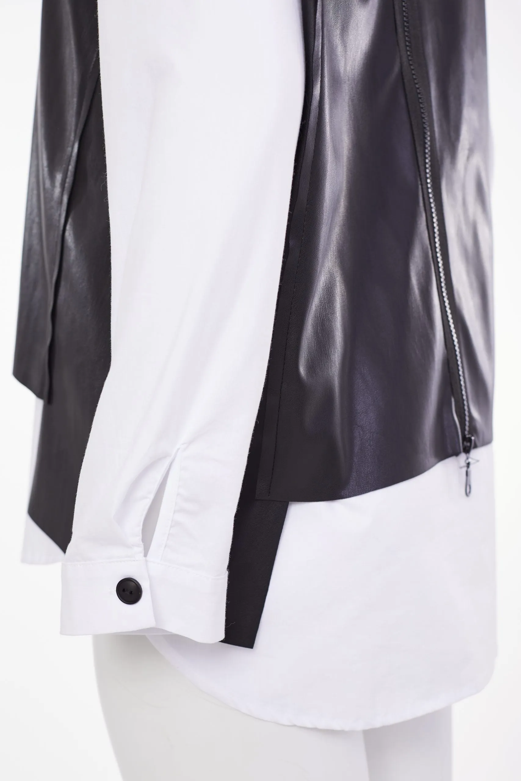 140- Naya Leather Vest & Shirt- Black & White