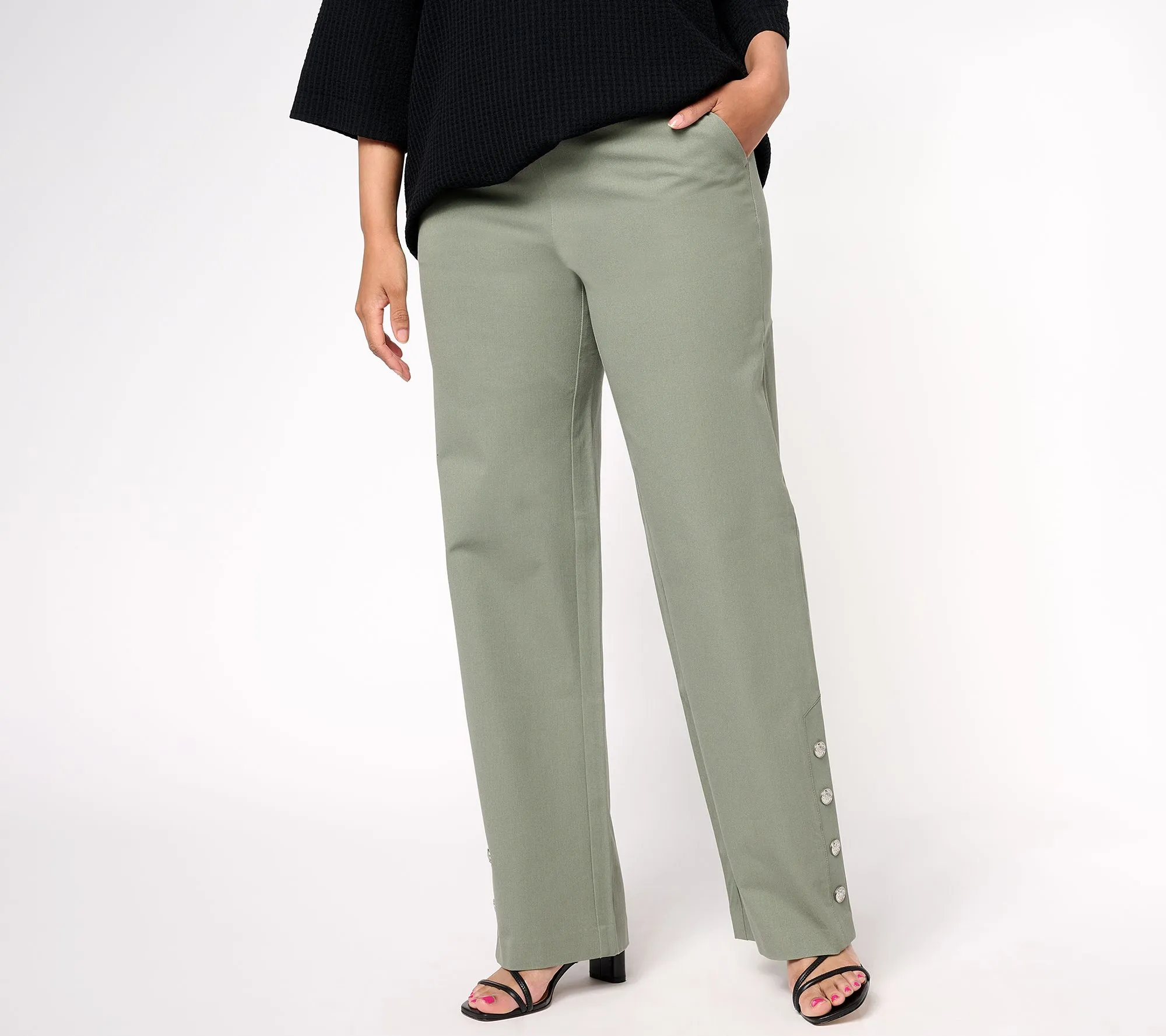 "As Is" Isaac Mizrahi Live! Regular 24/7 Stretch Wide Leg Pants