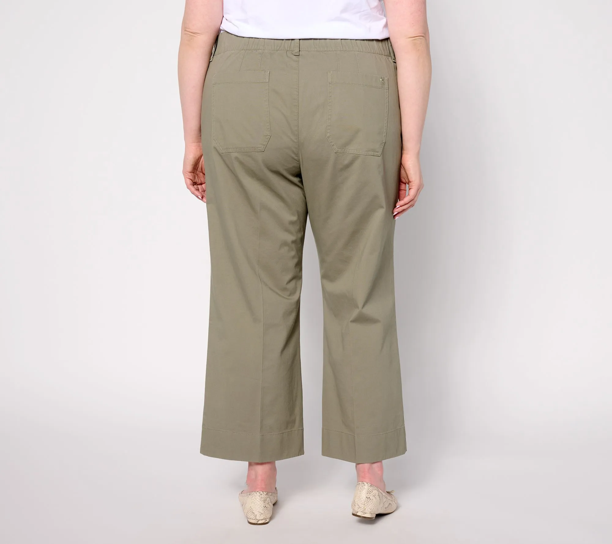 "As Is" Joan Rivers Signature Twill Petite Cropped Wide-Leg Pants