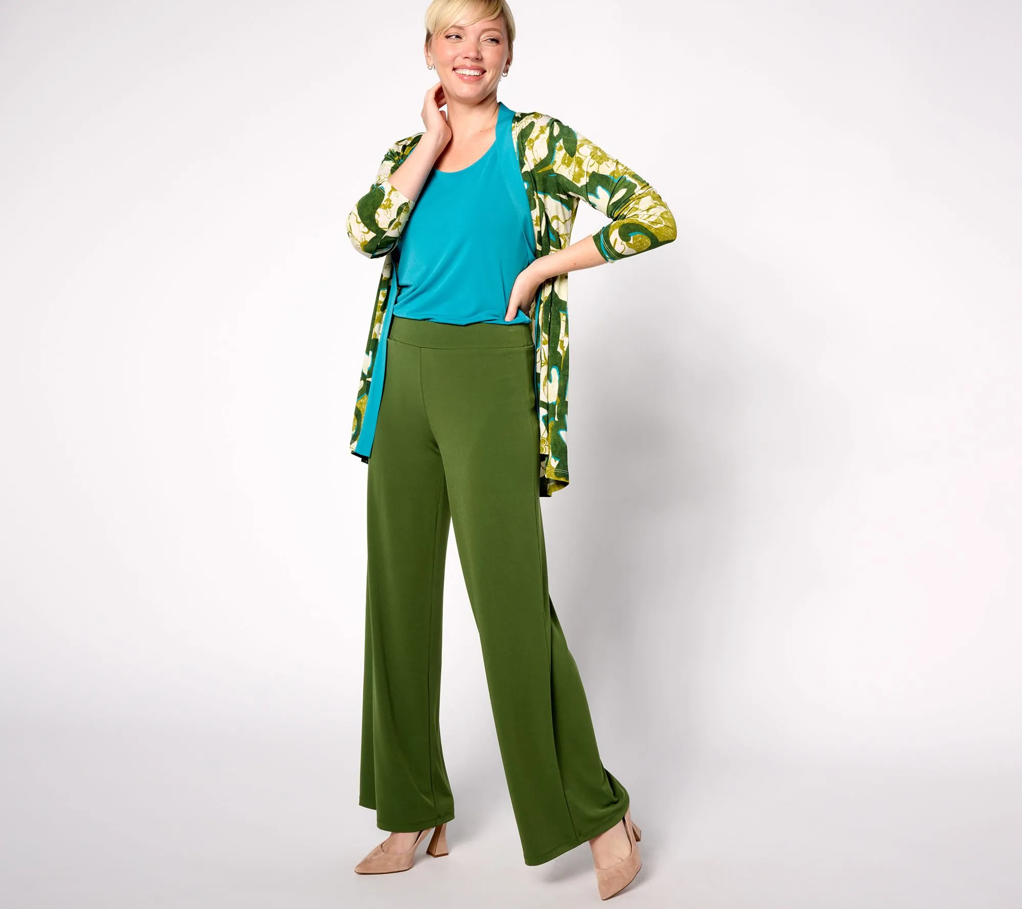 "As Is" Susan Graver Regular Liquid Knit Wide-Leg Pants