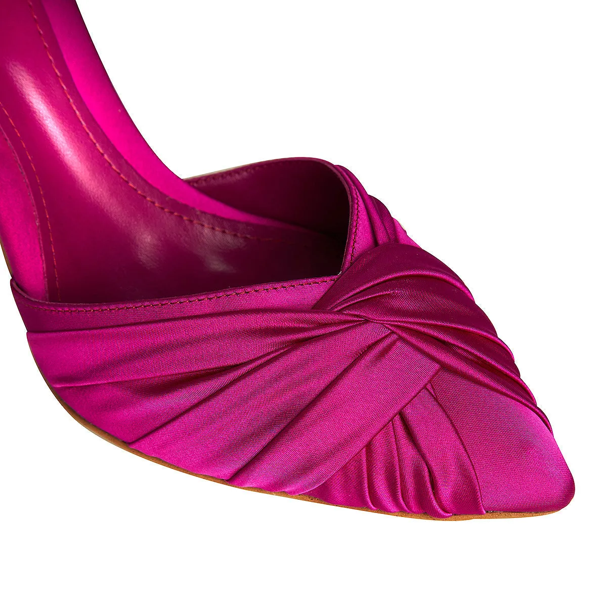 Ana Hot Pink Satin Slingbacks