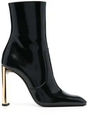 Auteuil Leather Heels Middle Boots Black