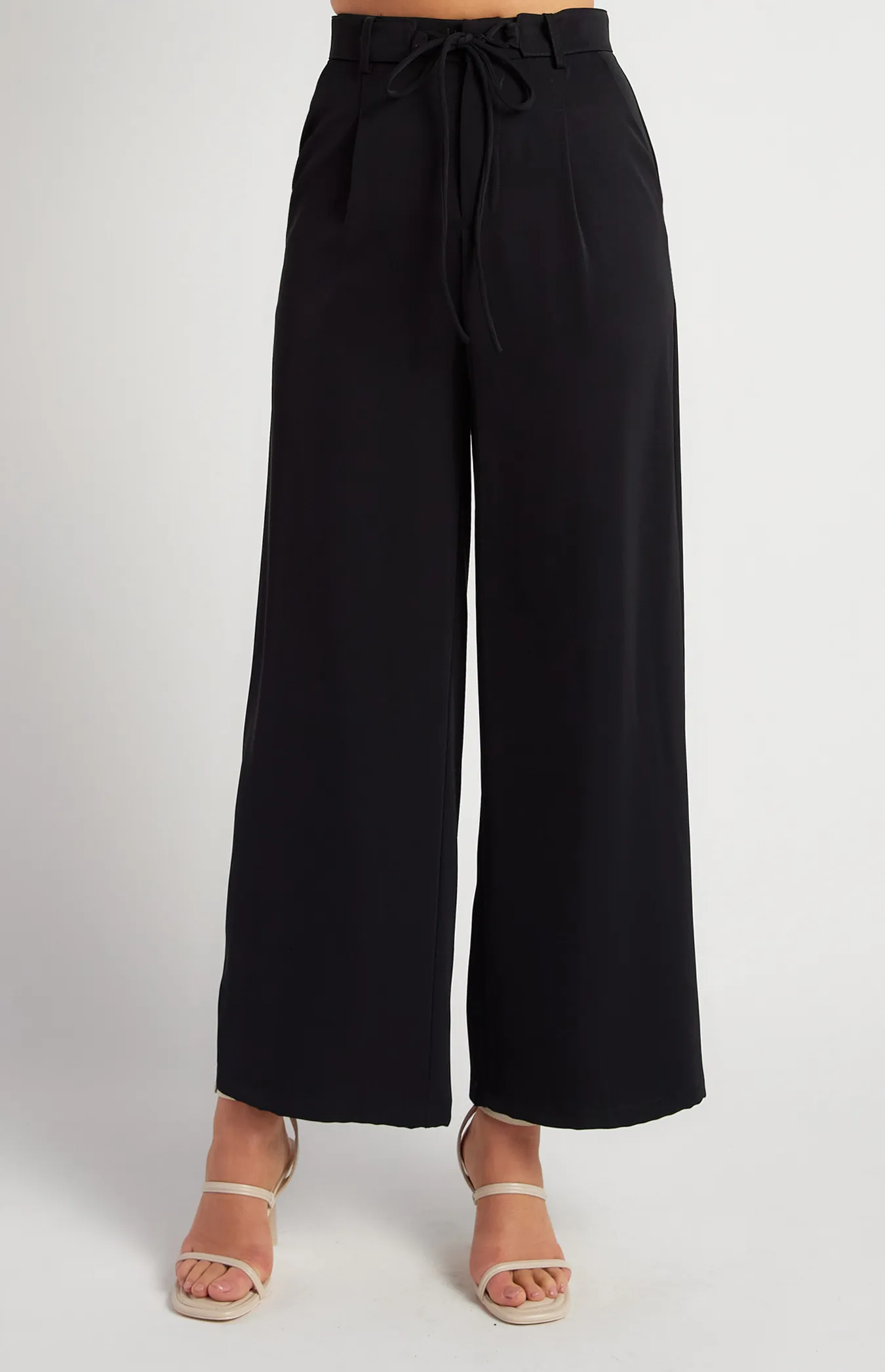 Belt Detail Wide Leg Pants (SPA474B)