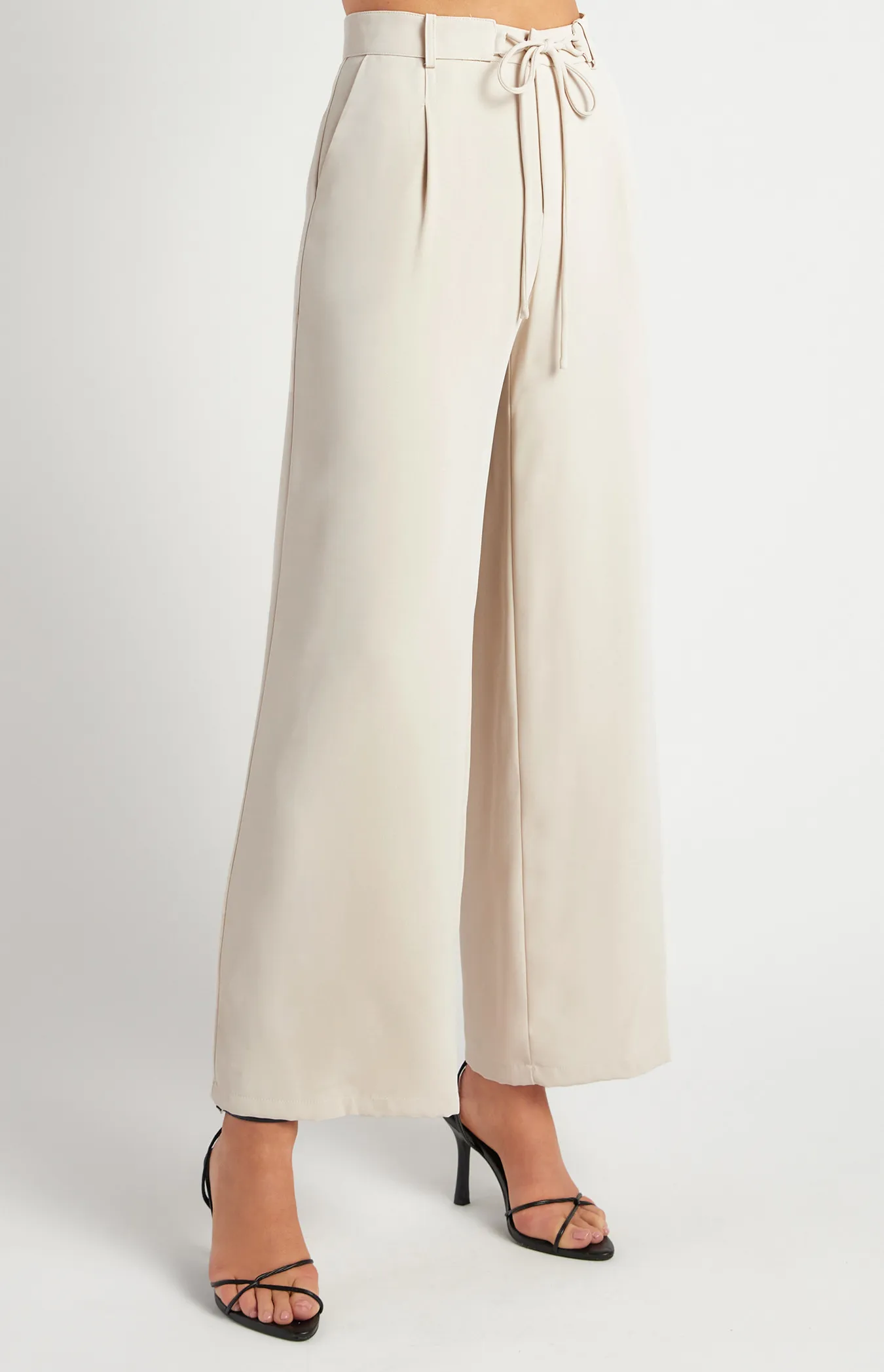 Belt Detail Wide Leg Pants (SPA474B)