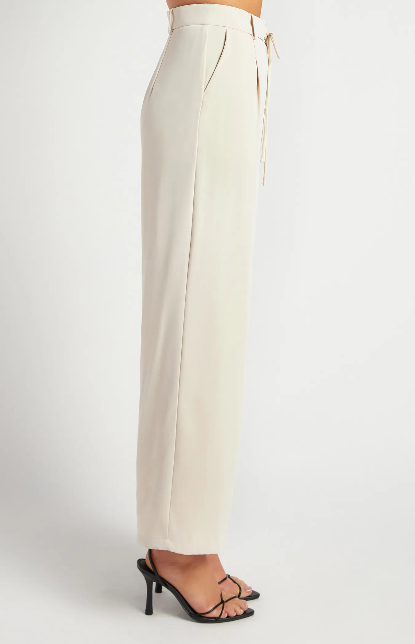 Belt Detail Wide Leg Pants (SPA474B)