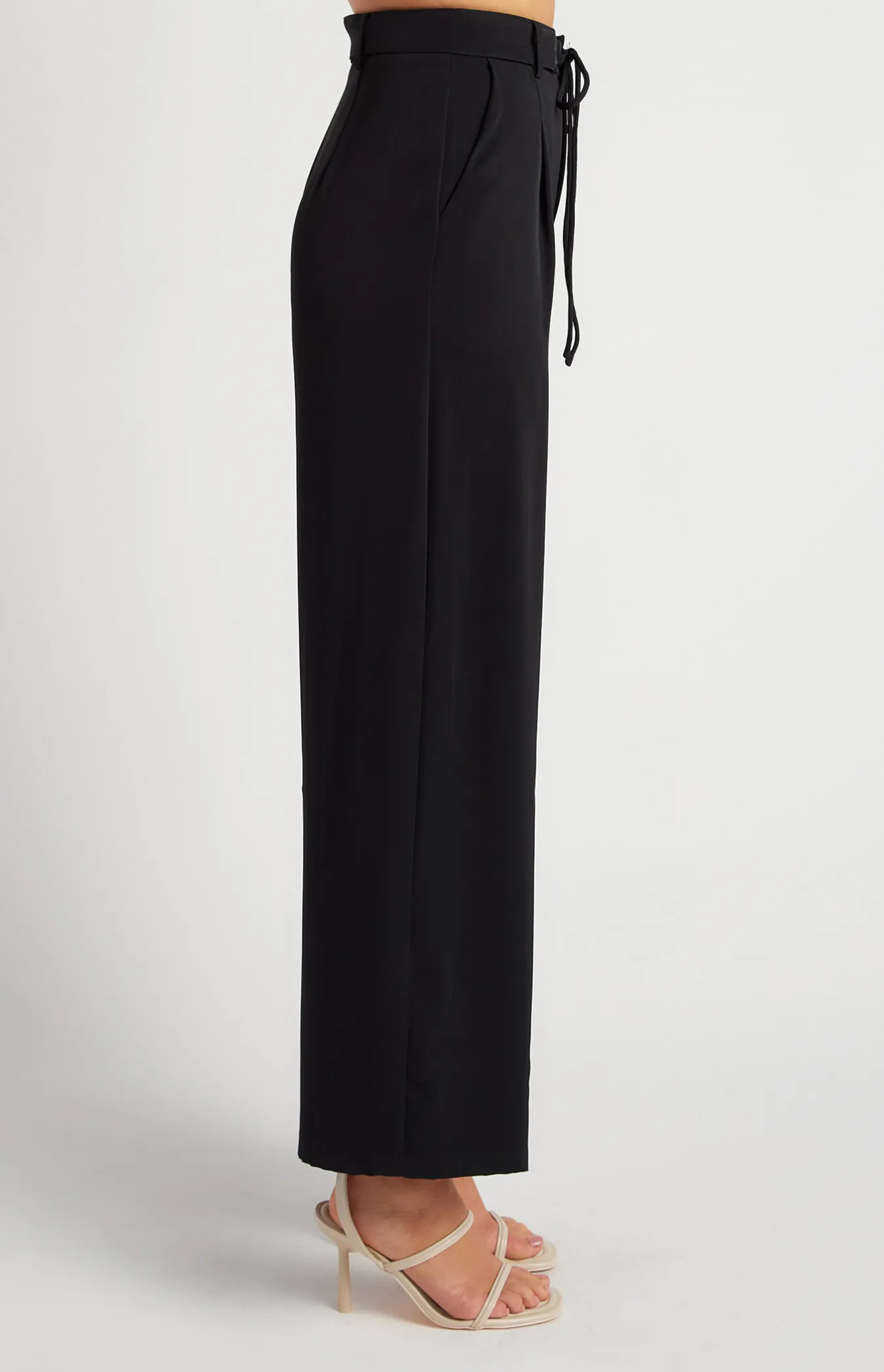 Belt Detail Wide Leg Pants (SPA474B)