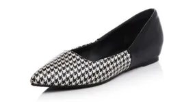 Black Houndstooth Point Head Loafers Flats Shoes