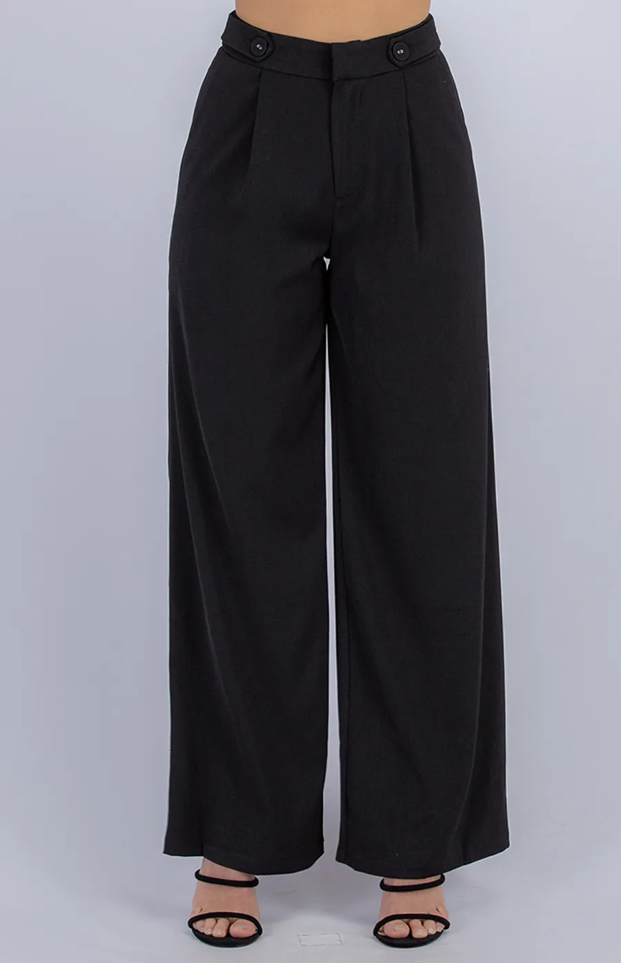 Button Detail Wide Leg Pants (APA837A)