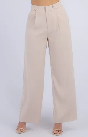 Button Detail Wide Leg Pants (APA837A)