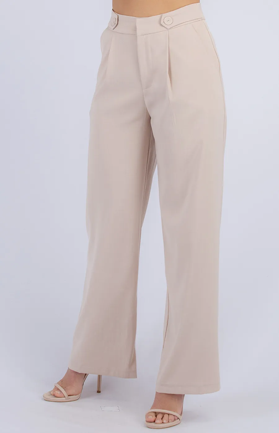 Button Detail Wide Leg Pants (APA837A)