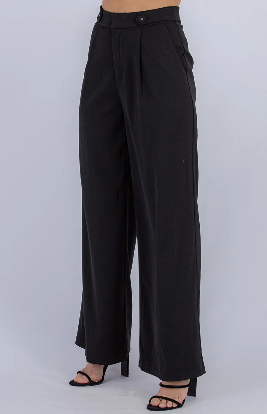 Button Detail Wide Leg Pants (APA837A)