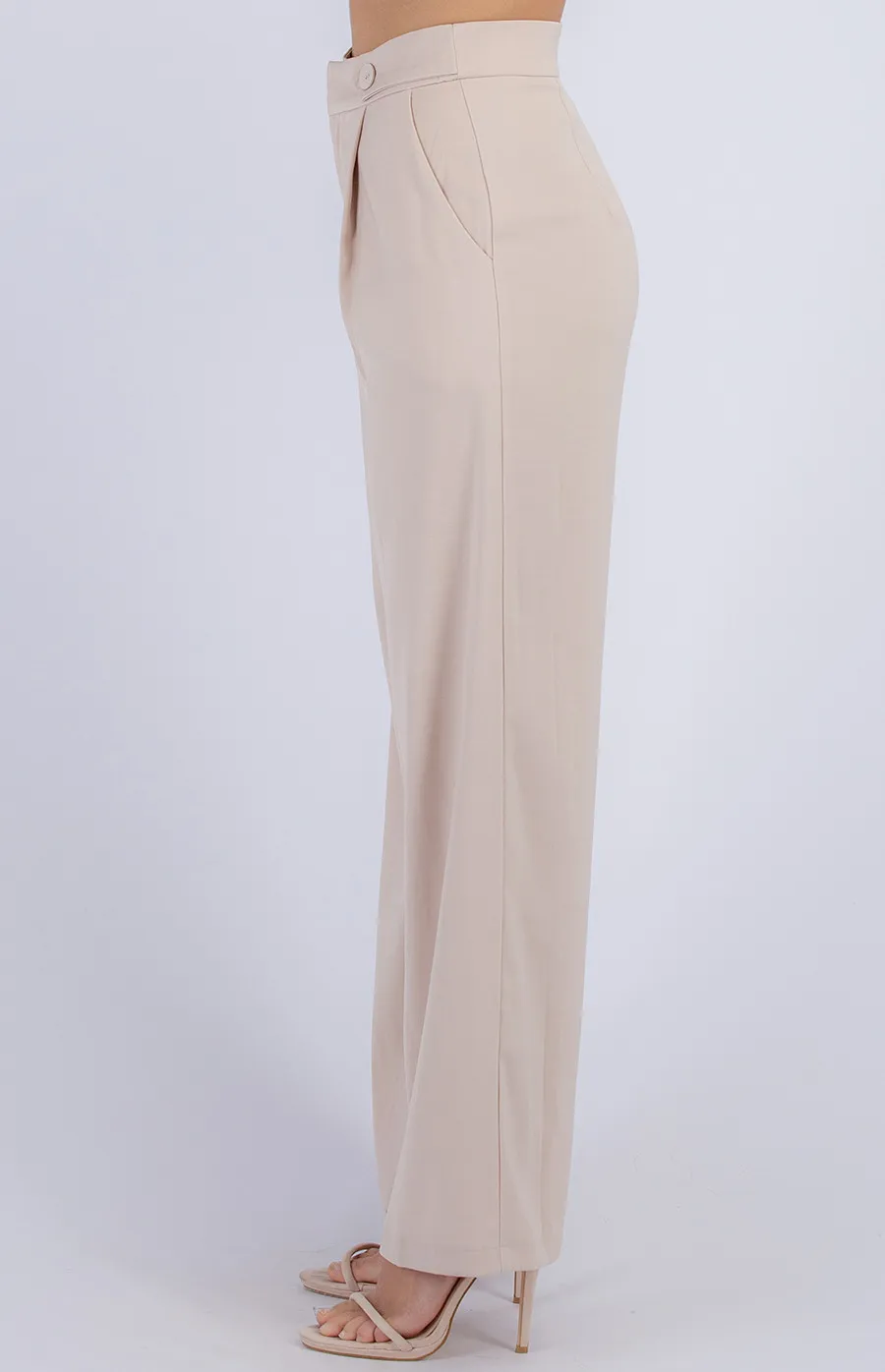 Button Detail Wide Leg Pants (APA837A)