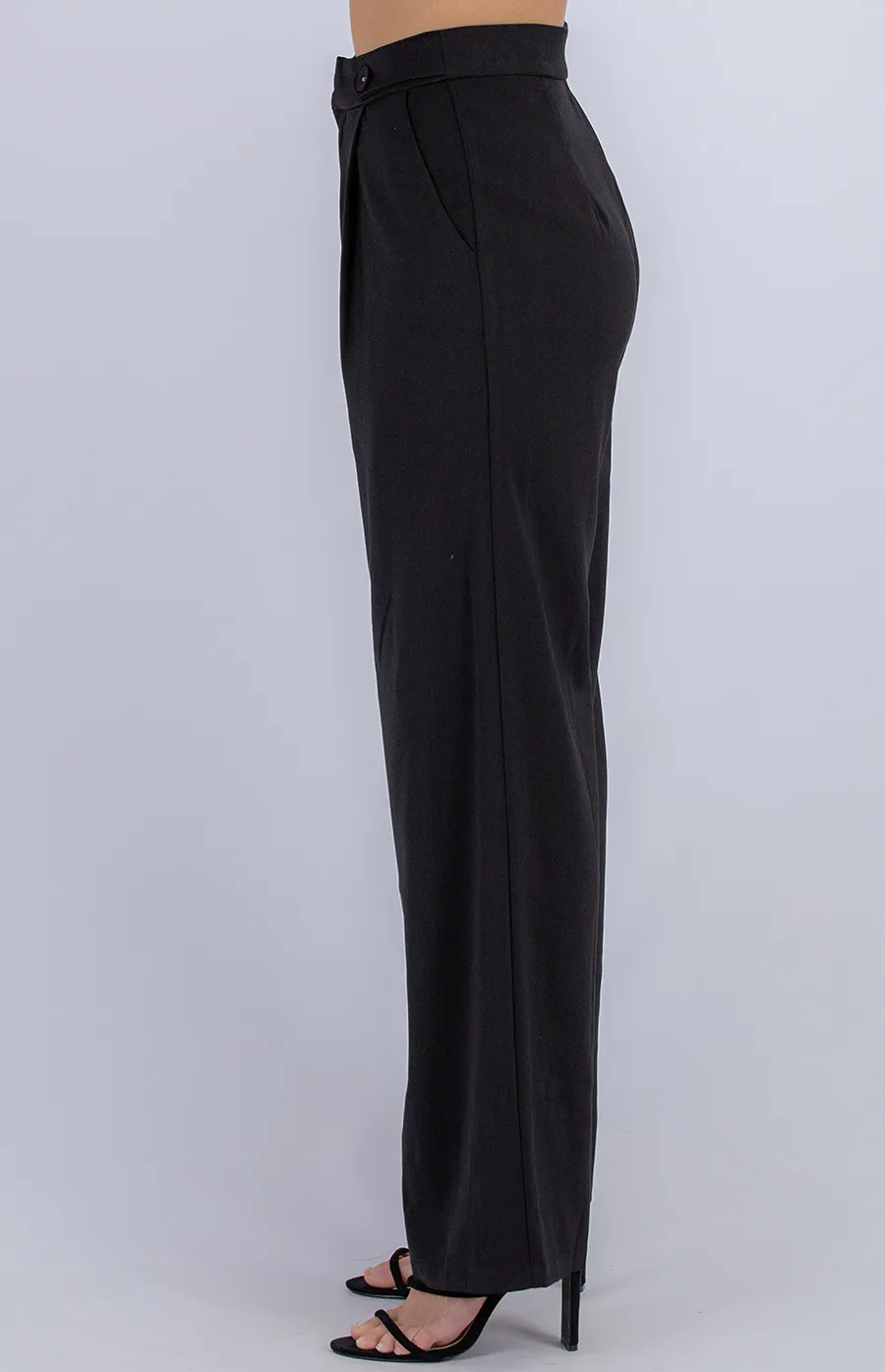 Button Detail Wide Leg Pants (APA837A)