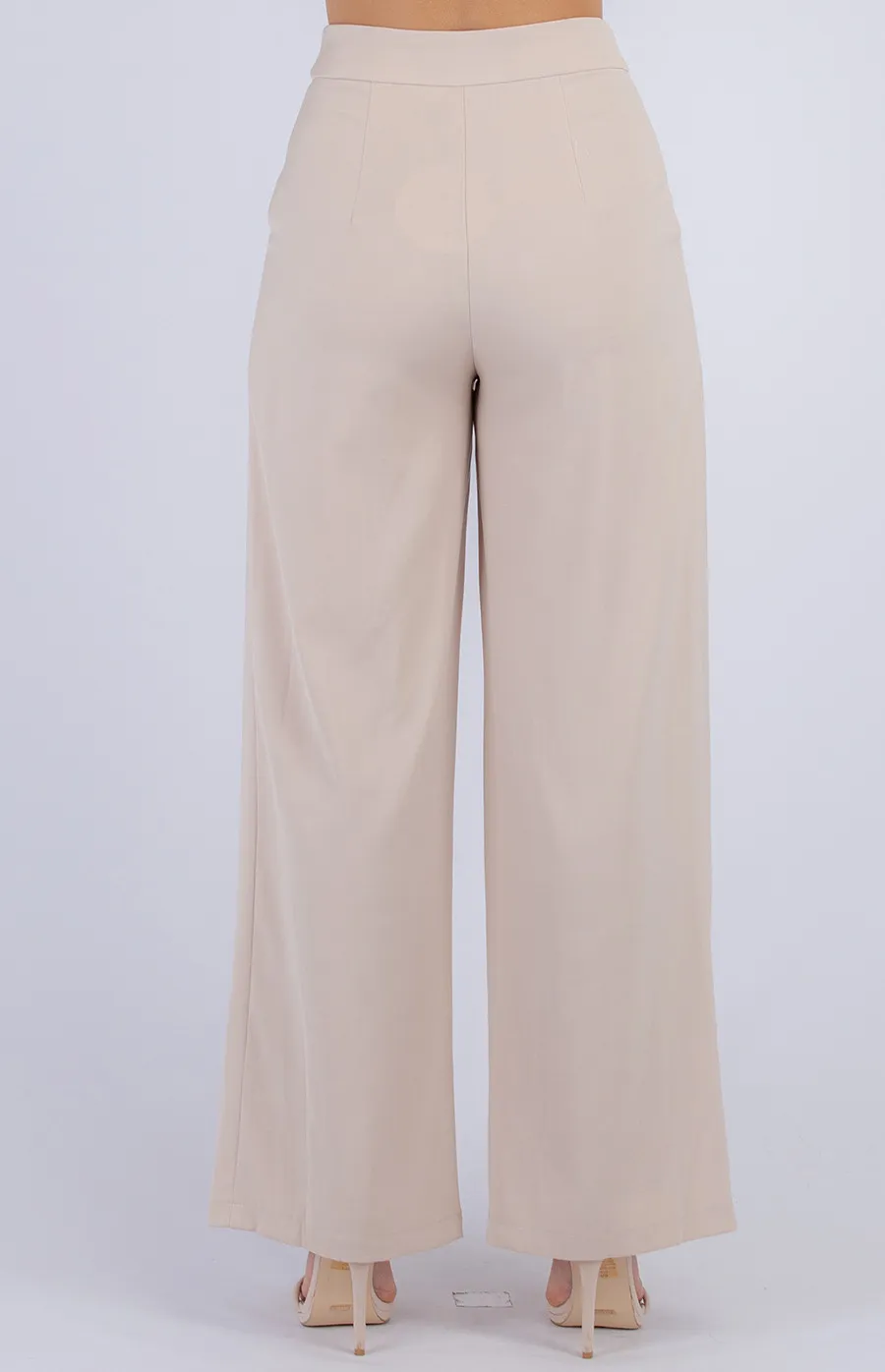 Button Detail Wide Leg Pants (APA837A)