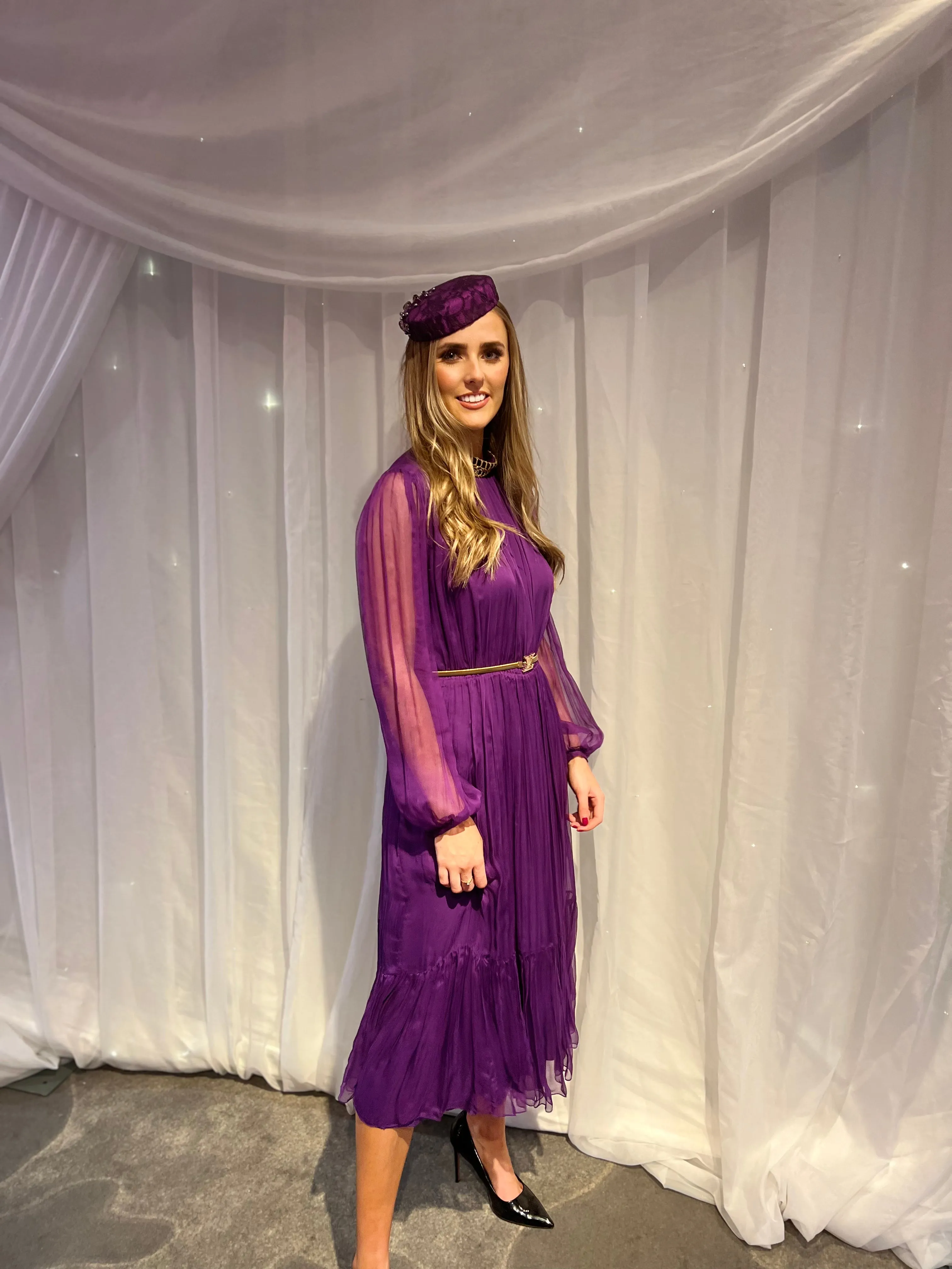 Cadbury’s Purple silk chiffon Dress In Store