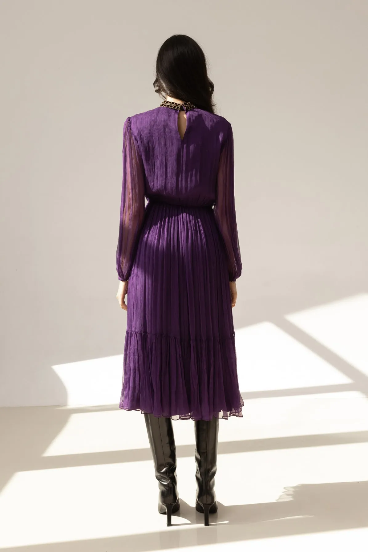 Cadbury’s Purple silk chiffon Dress In Store