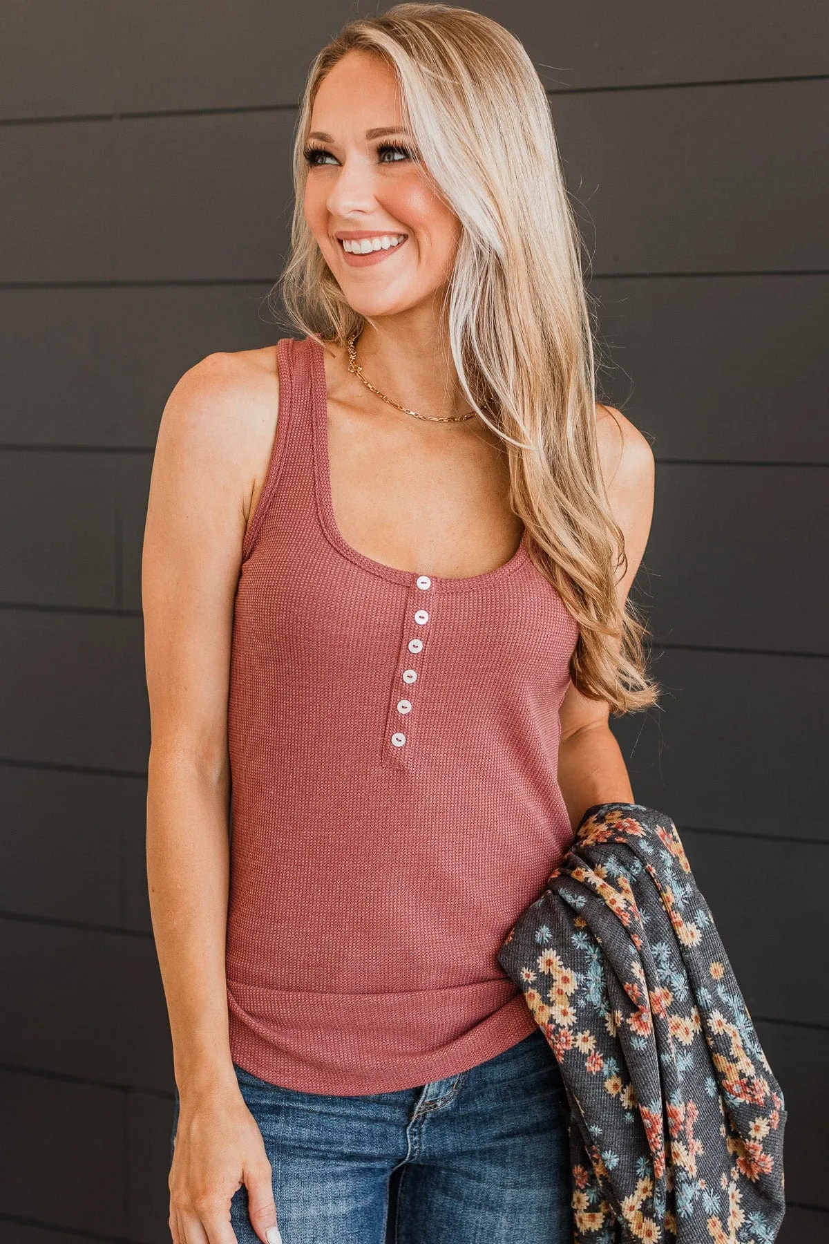 Can't Get The Best Of Me Tank Top- Marsala