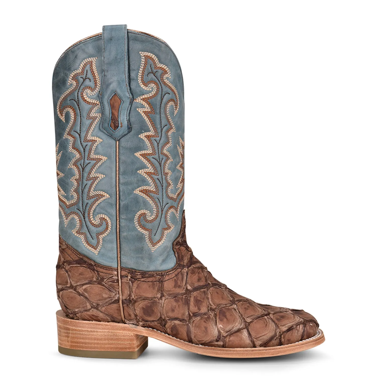 Corral Womens Pirarucu Cowboy Boots Leather Brown/Blue