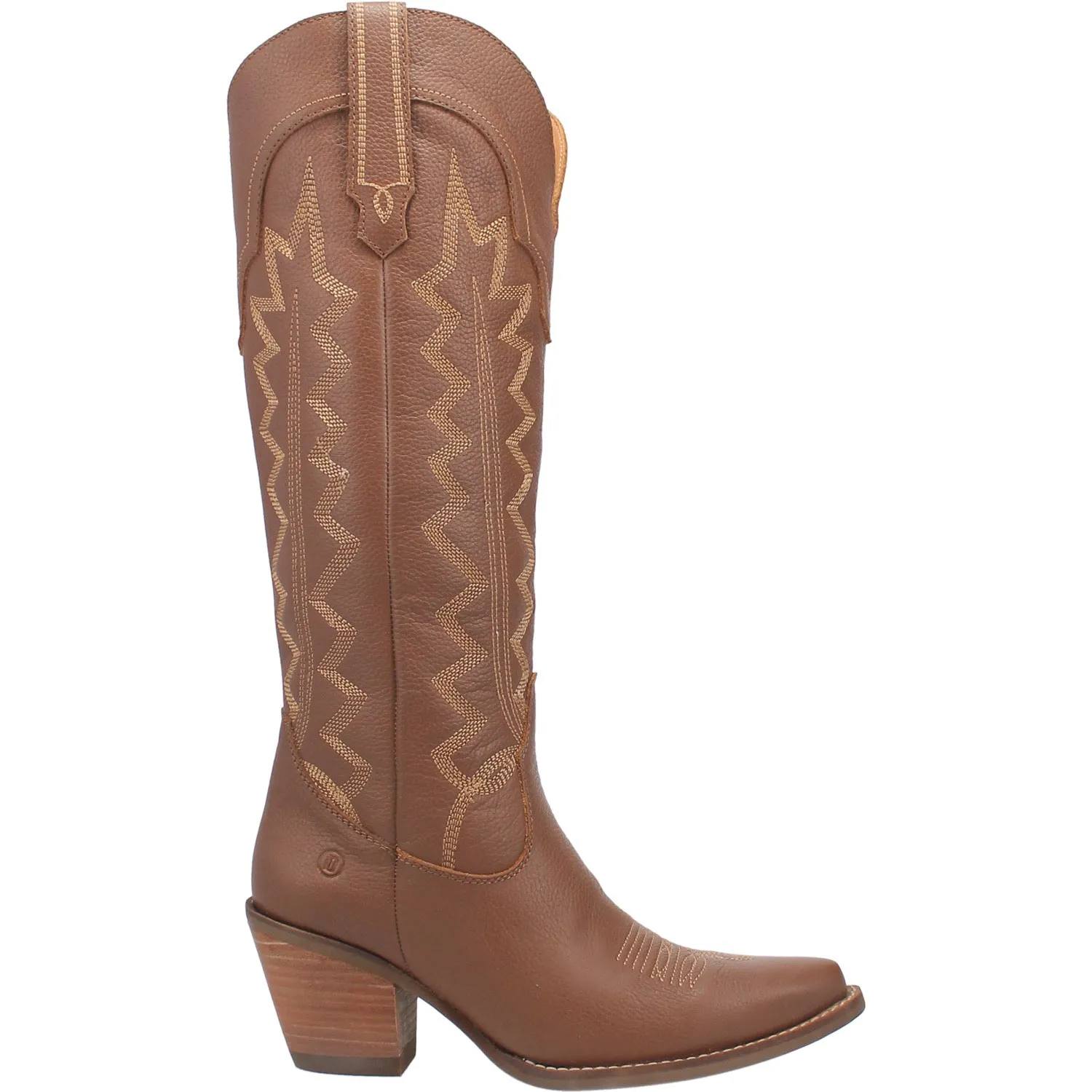 Dingo Womens High Cotton Cowboy Boots Leather Brown