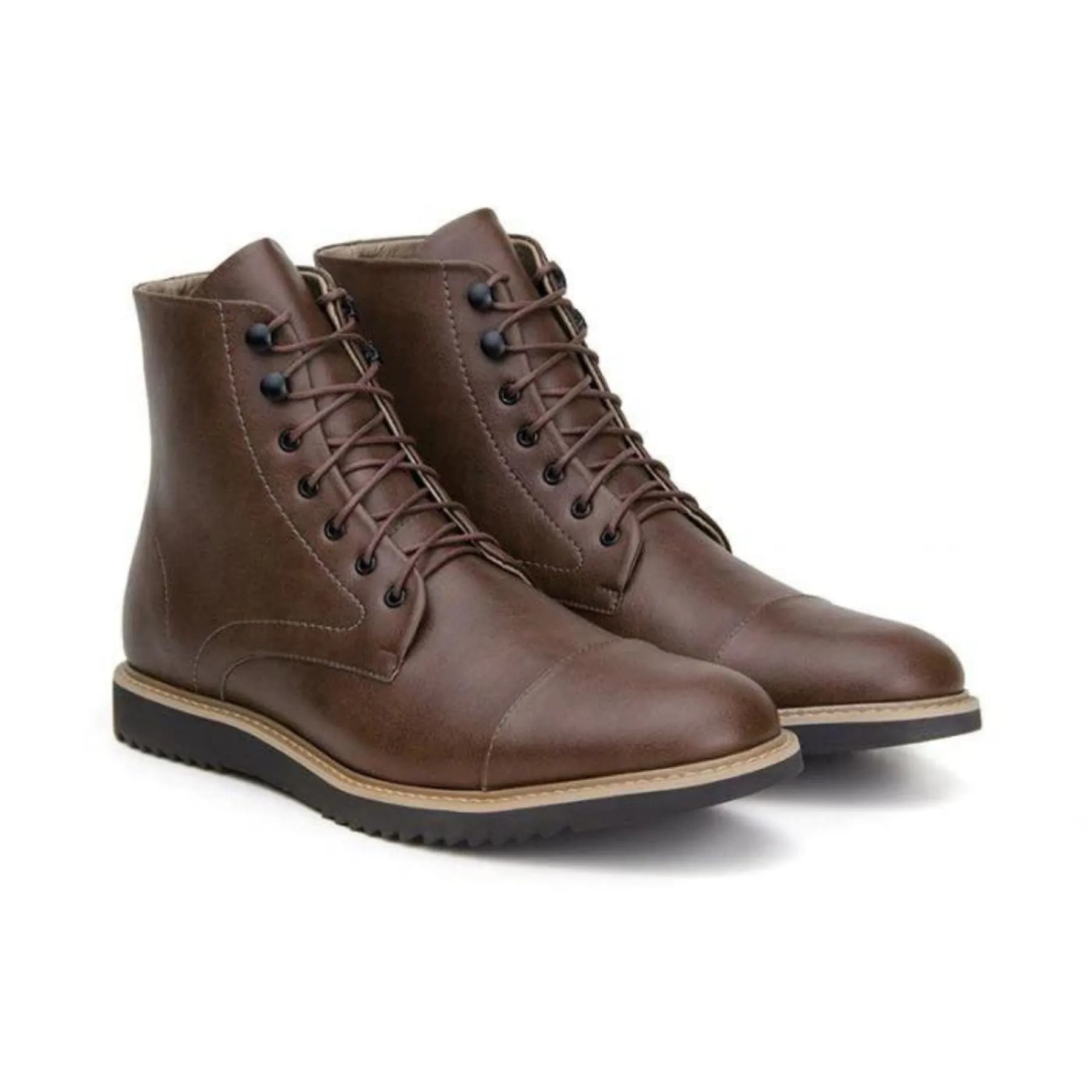 'Eddie' vegan men's lace-up boots by Ahimsa - cognac