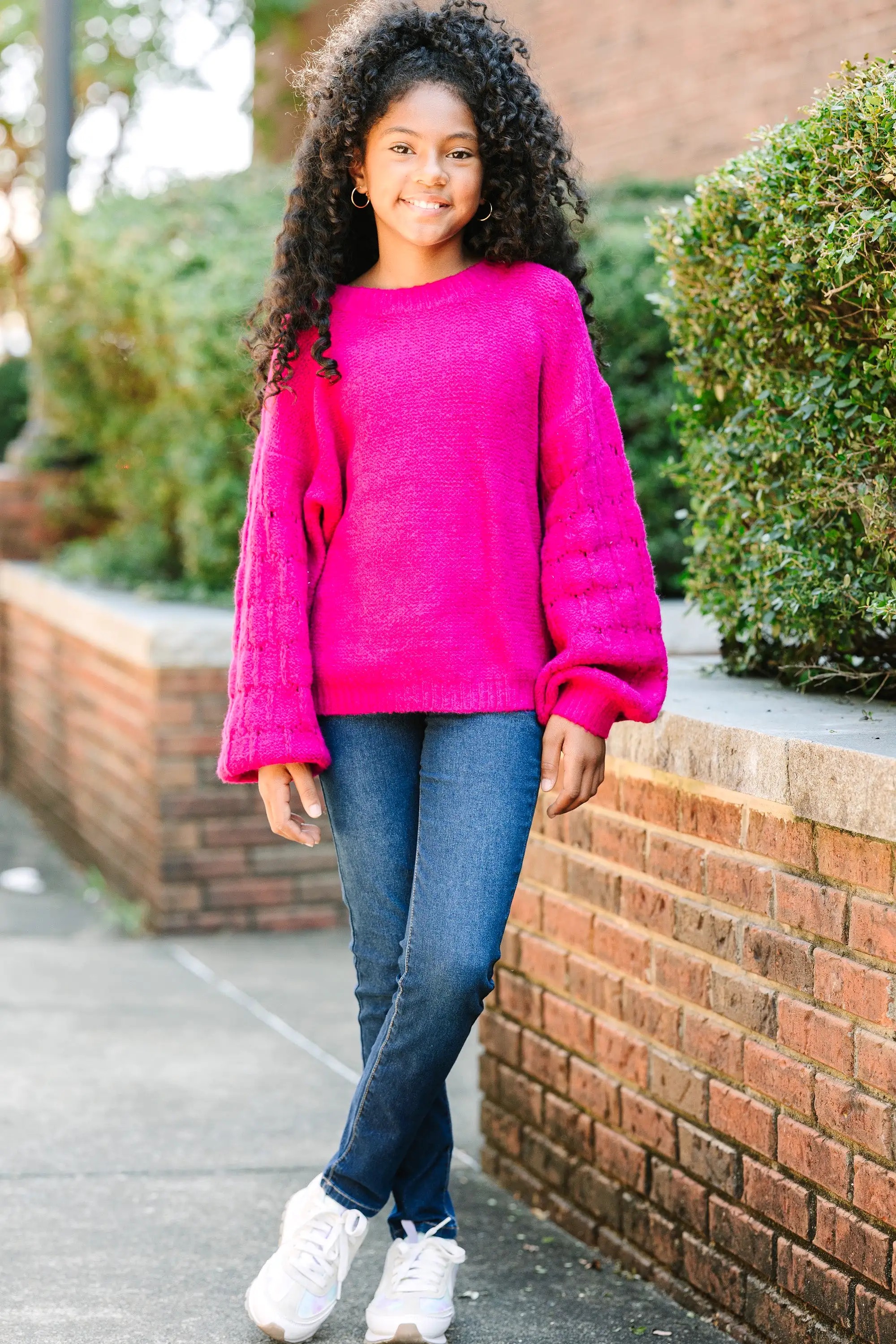 Girls: Feeling Close To You Magenta Purple Textured Sweater