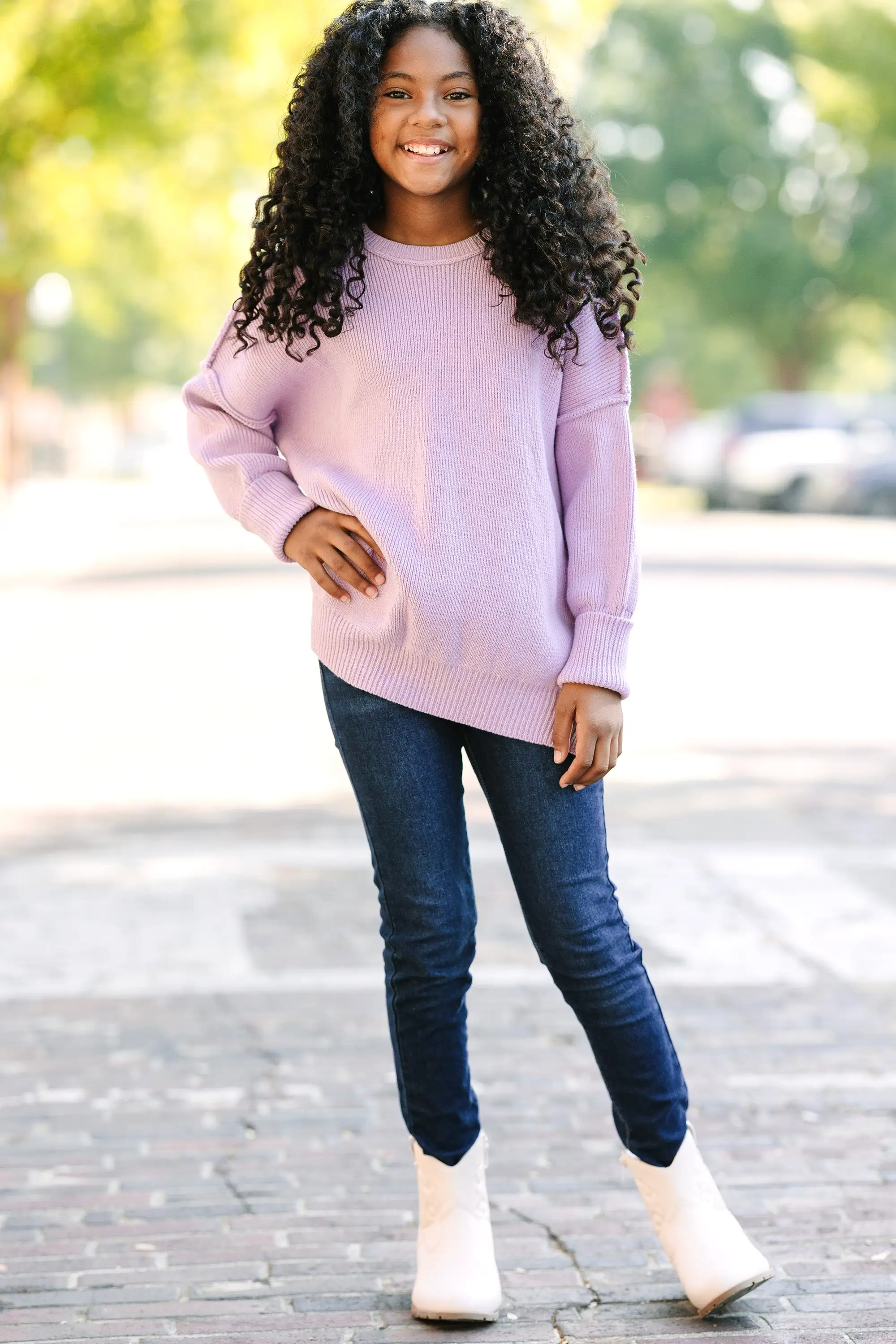 Girls: Give You Joy Lavender Purple Sweater