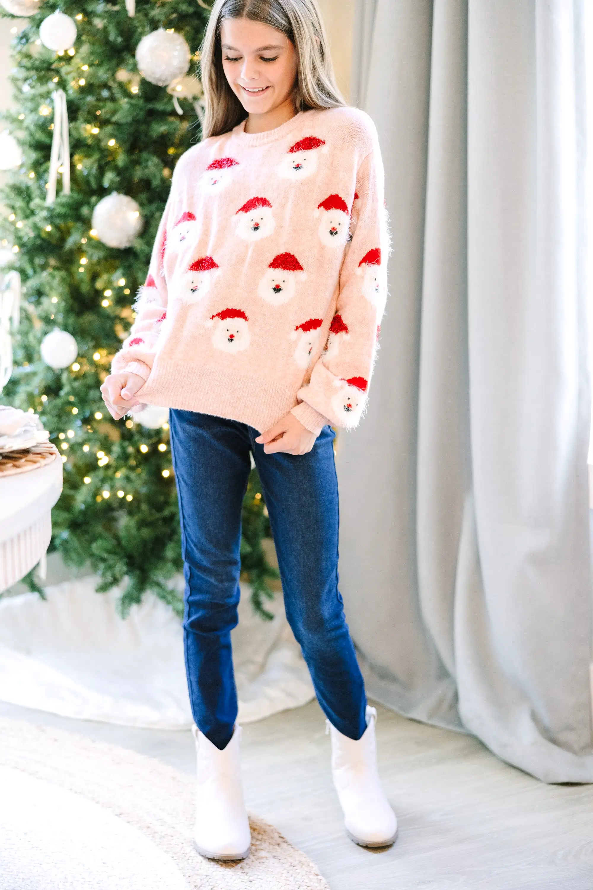 Girls: Jolly Good Fellow Blush Sweater