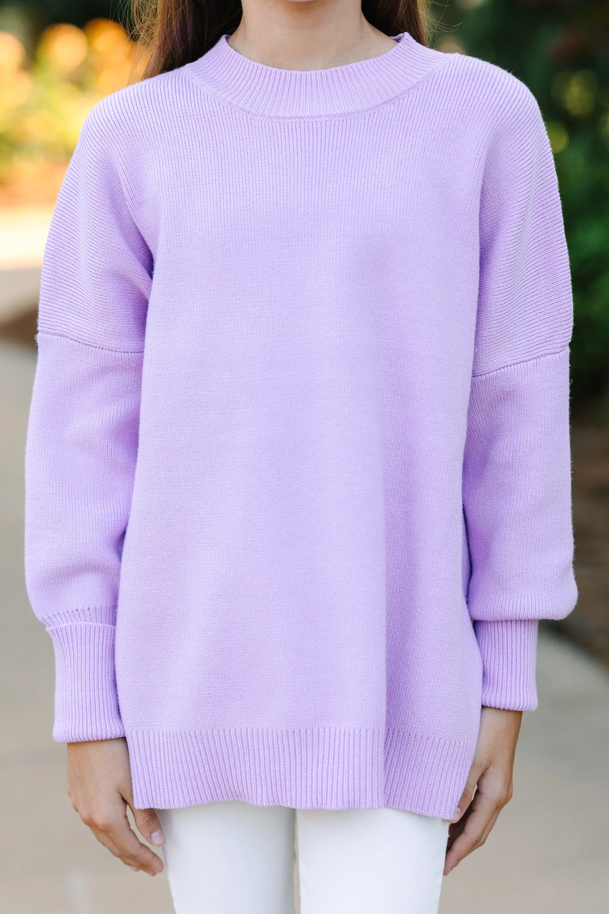 Girls: Perfectly You Lavender Purple Mock Neck Sweater