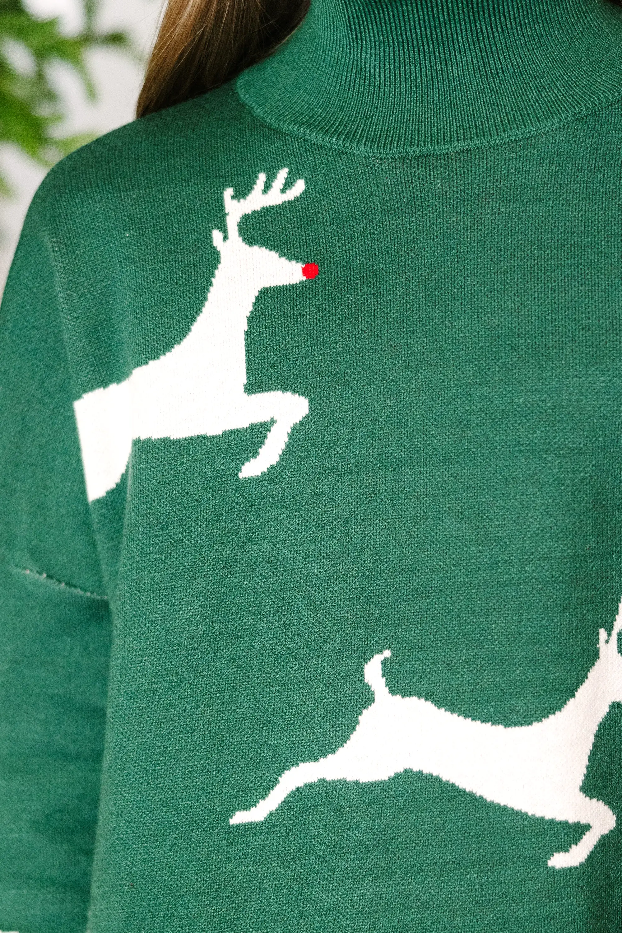 Girls: Quick Decisions Emerald Green Reindeer Sweater