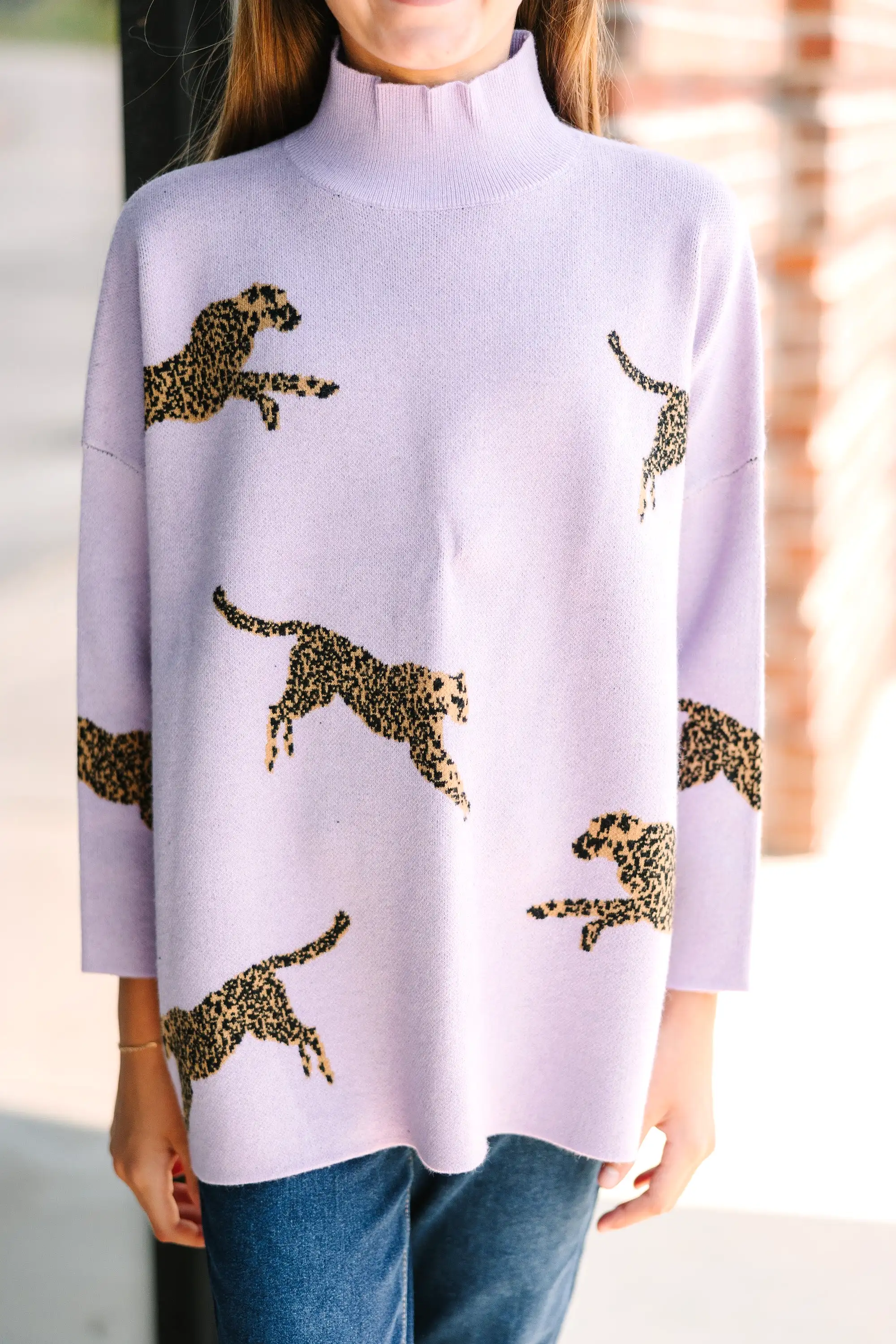 Girls: Quick Decisions Lavender Cheetah 3/4 Sleeve Sweater