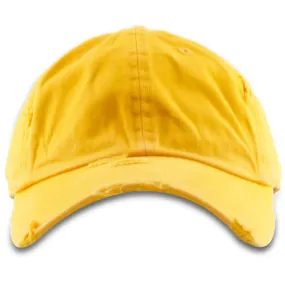 Gold Yellow Blank Distressed Dad Hat