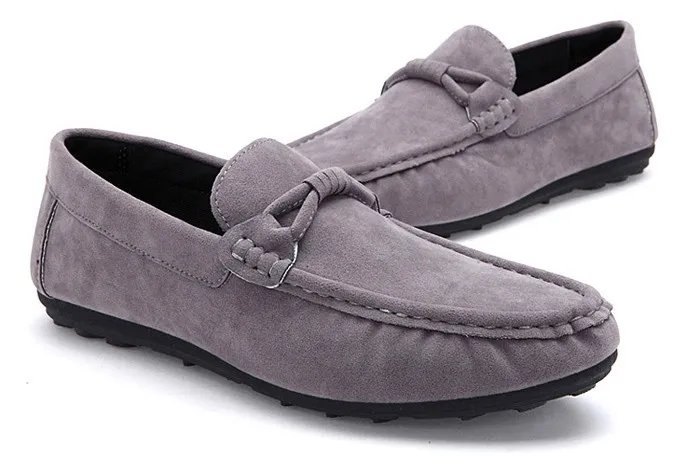 Grey Suede Mens Casual Loafers Flats Shoes