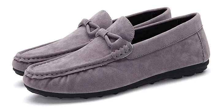 Grey Suede Mens Casual Loafers Flats Shoes