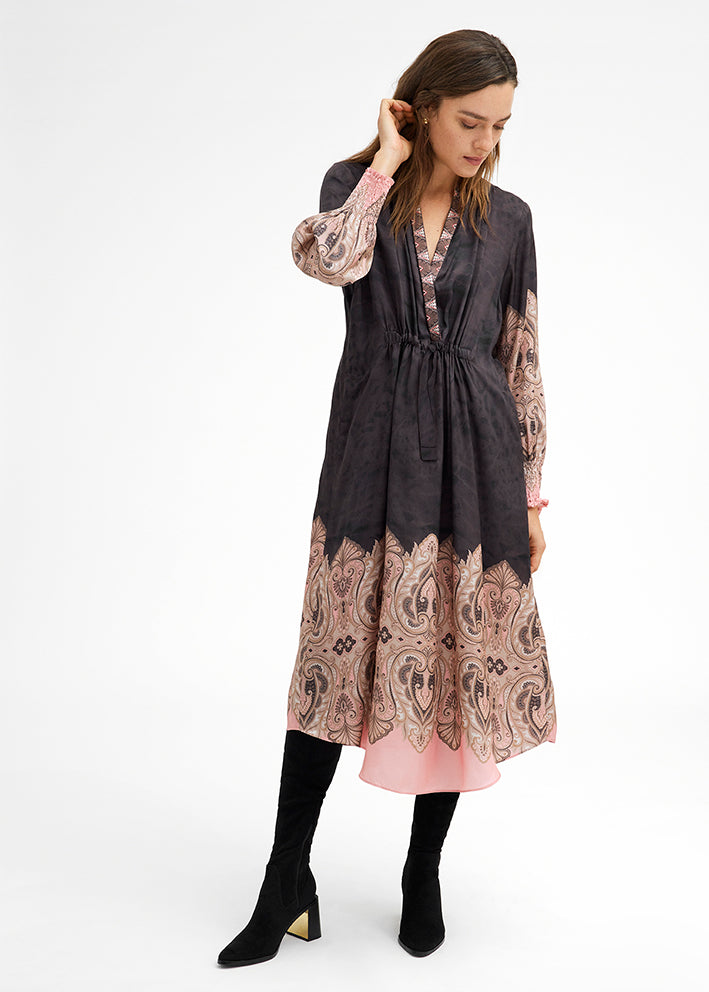 Gustav Hali midi+ dress 51507 Kjole - Mulch with Rose Paisley