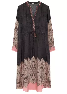 Gustav Hali midi+ dress 51507 Kjole - Mulch with Rose Paisley