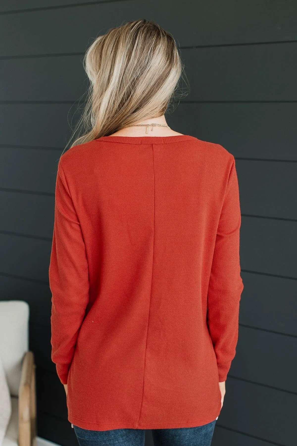 Heart On The Line Knit Top- Dark Rust