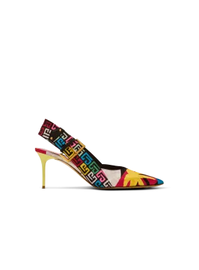 Heeled Ruby slingbacks in printed satin