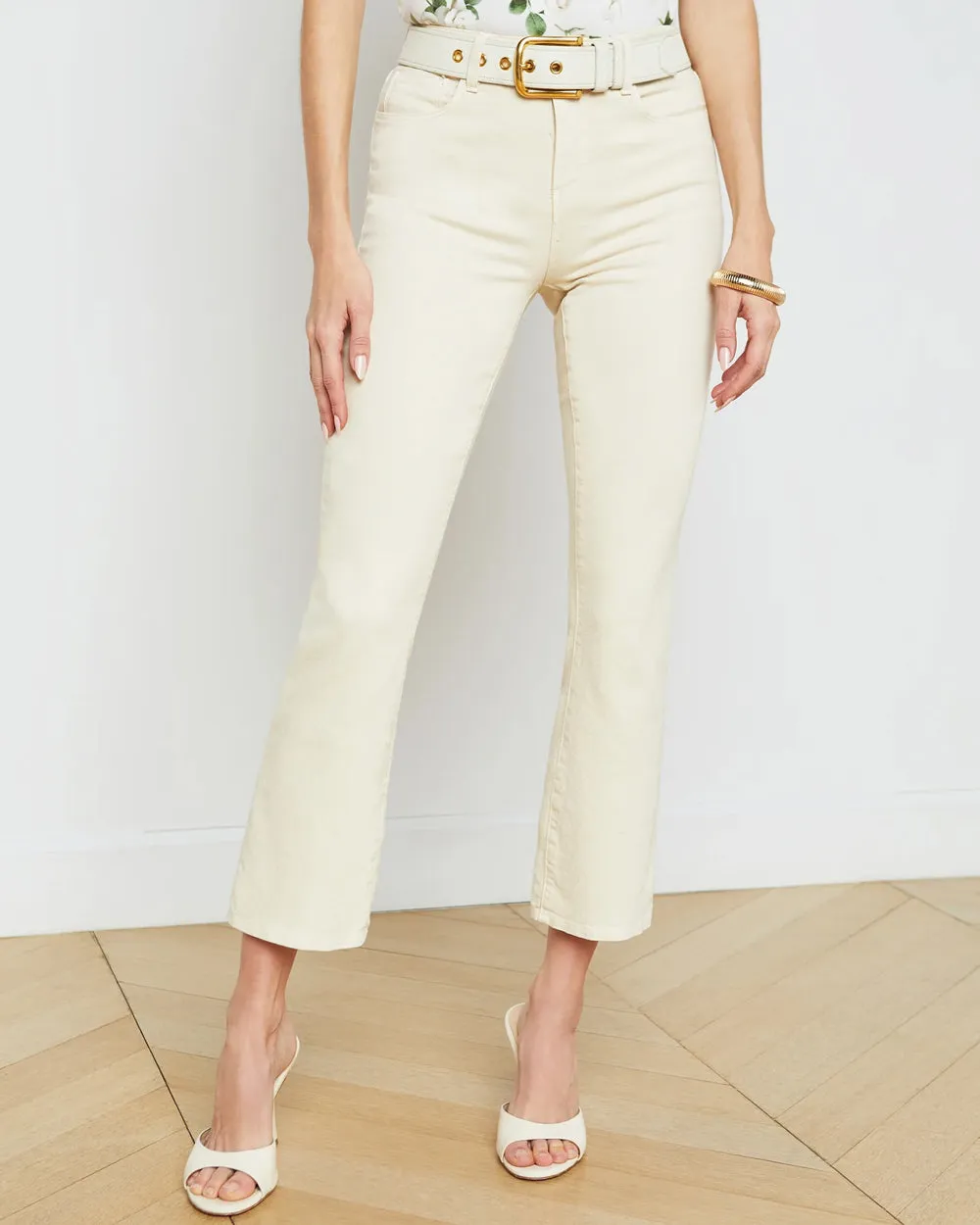 High Rise Mira Crop Micro Bootcut Jean in Creme Brulee