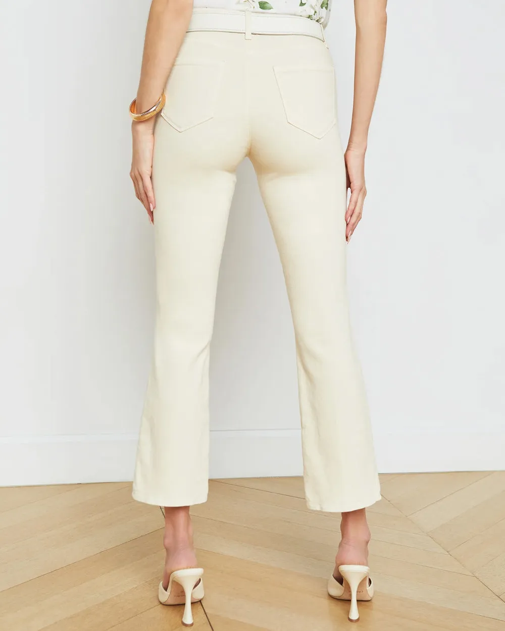 High Rise Mira Crop Micro Bootcut Jean in Creme Brulee