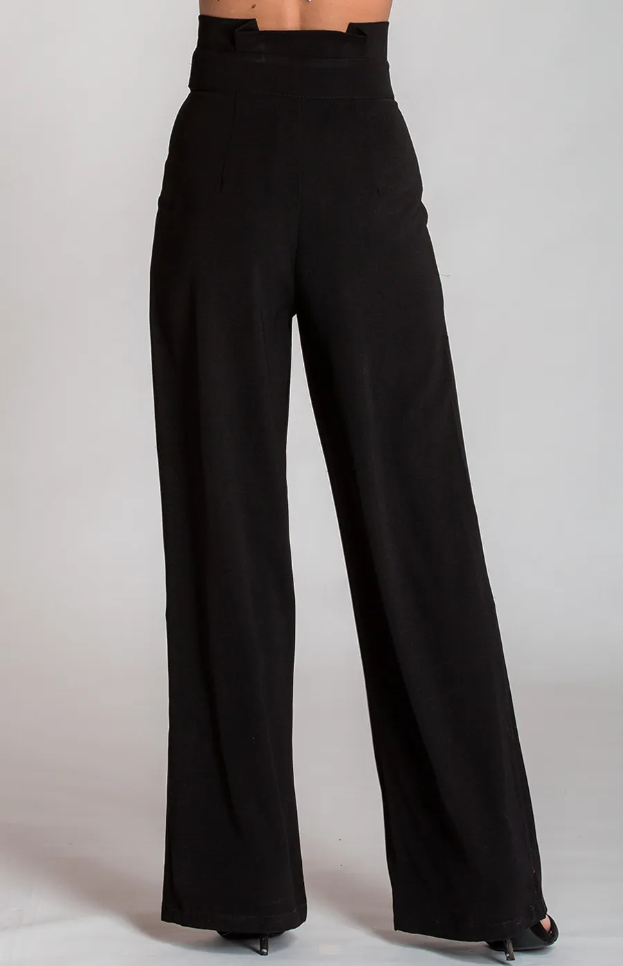 High Waist Wide Leg Pants with Button Details (SPA336A) 