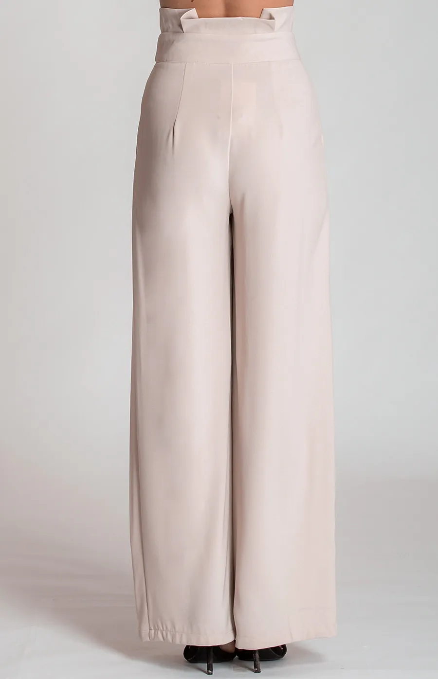 High Waist Wide Leg Pants with Button Details (SPA336A) 