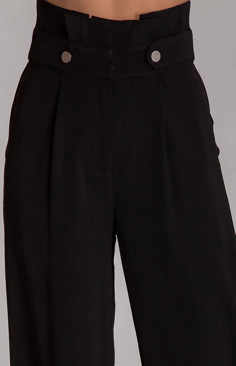 High Waist Wide Leg Pants with Button Details (SPA336A) 