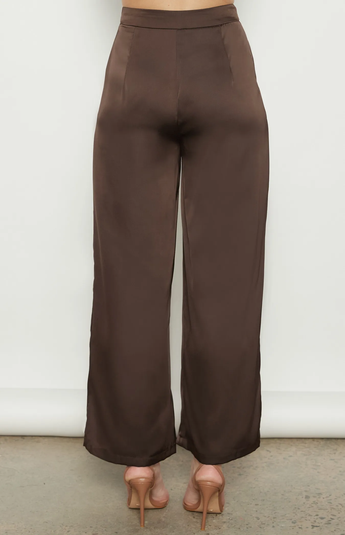 High Waisted Satin Wide Leg Pants (WPA273B)