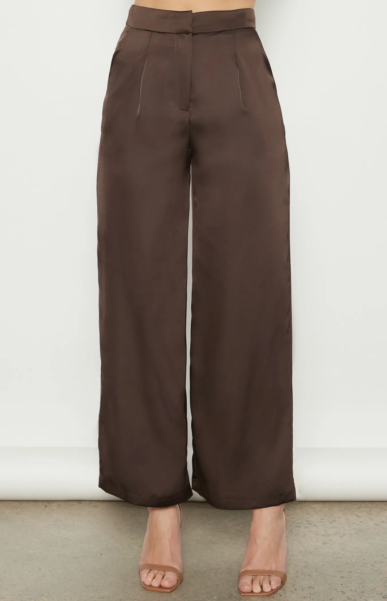 High Waisted Satin Wide Leg Pants (WPA273B)