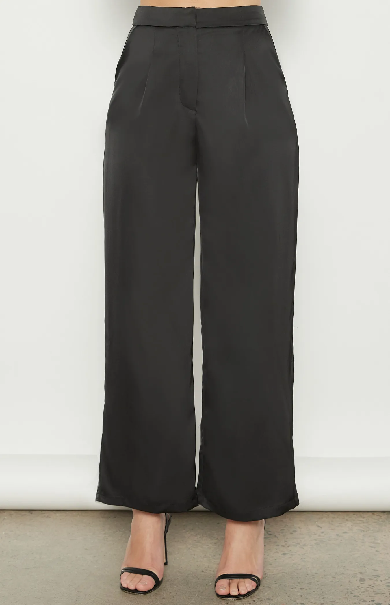 High Waisted Satin Wide Leg Pants (WPA273B)