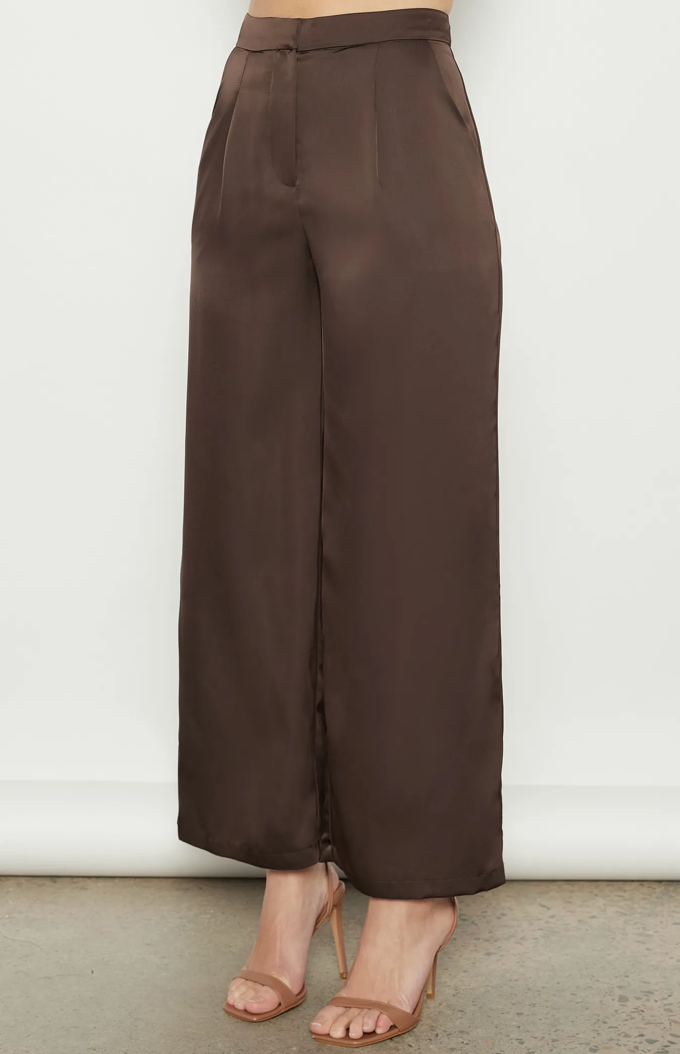 High Waisted Satin Wide Leg Pants (WPA273B)