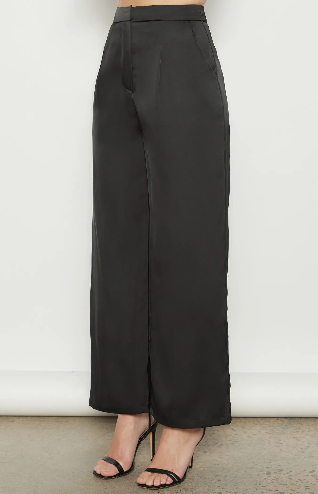 High Waisted Satin Wide Leg Pants (WPA273B)