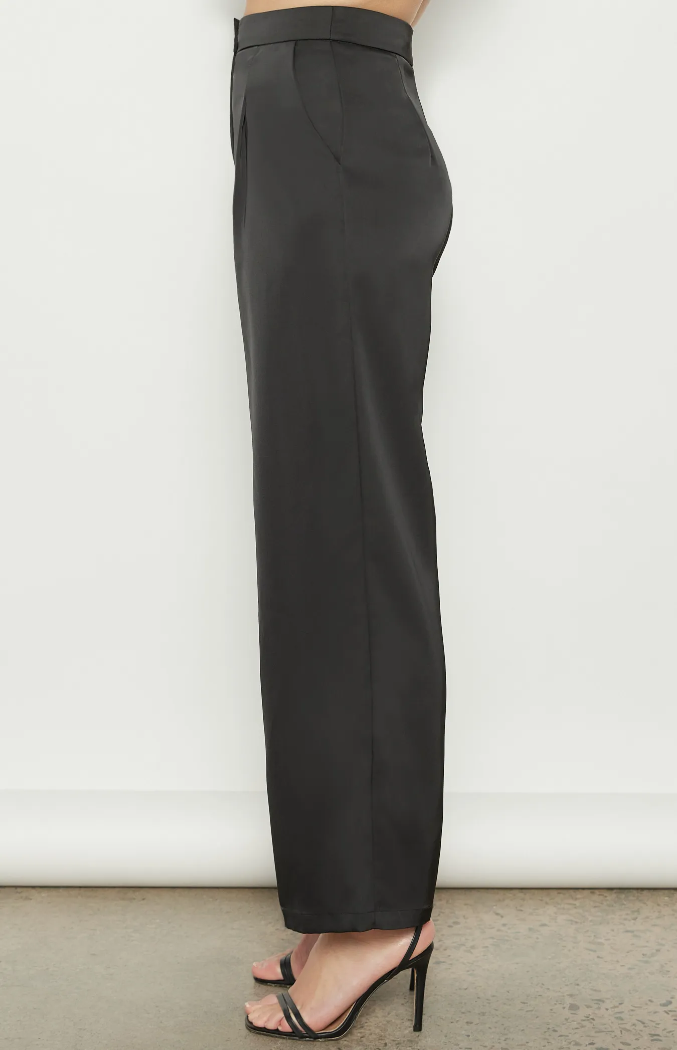 High Waisted Satin Wide Leg Pants (WPA273B)